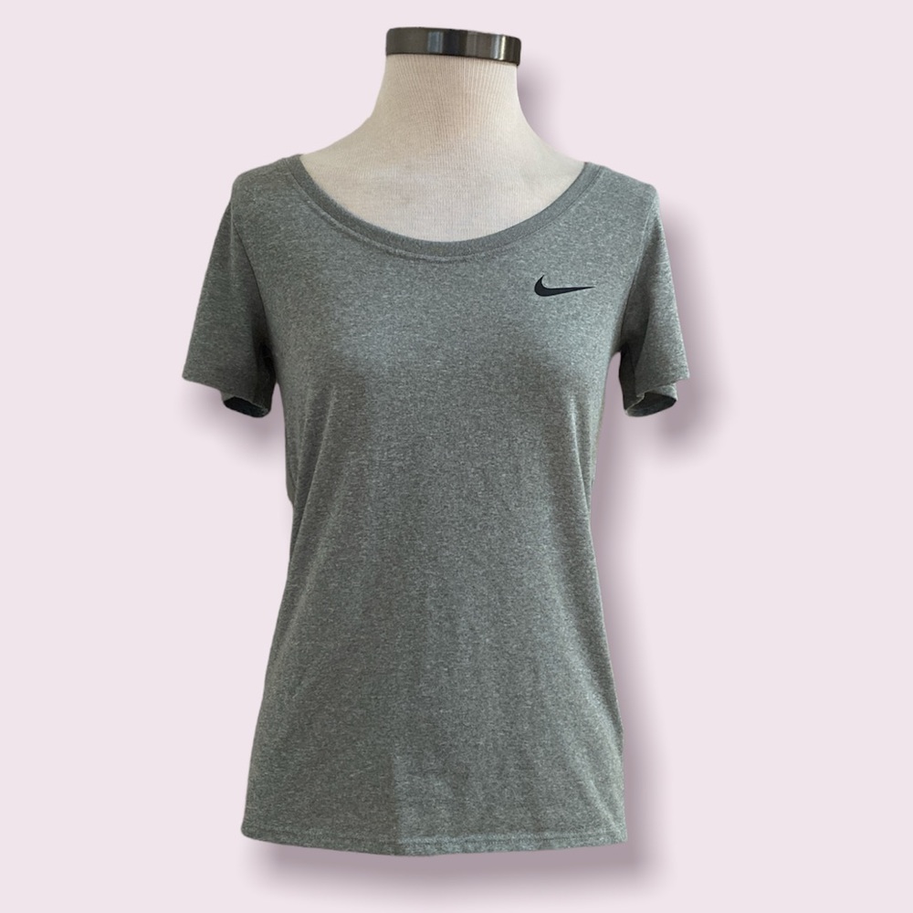 Nike Heathered Gray Scoop Neck Dri-Fit Athletic Short Sleeve Tee Shirt - XS